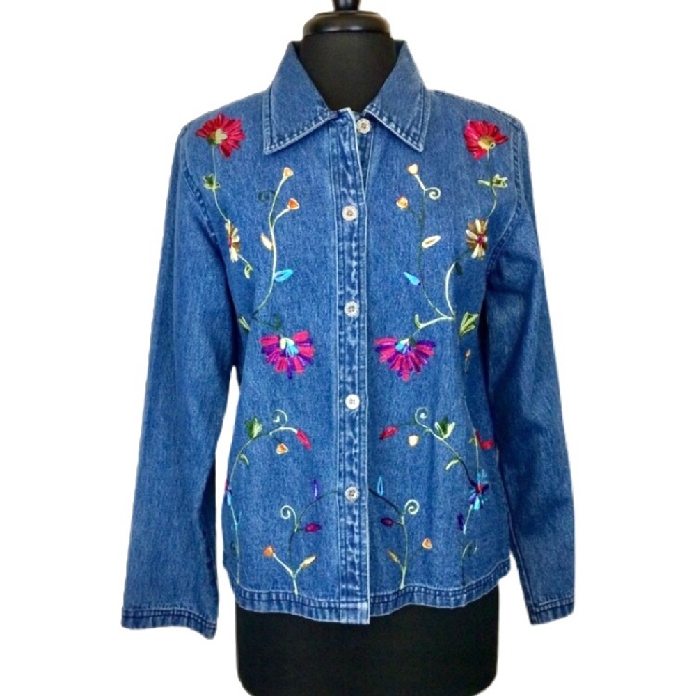 LIKE NEW New IdentityEmbroidered Denim Shirt